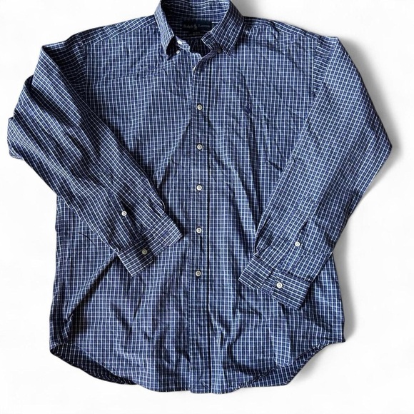 Ralph Lauren “Blake” Fit Men’s Button-Up Shirt | Navy & Blue Plaid | Size M - Picture 2 of 6